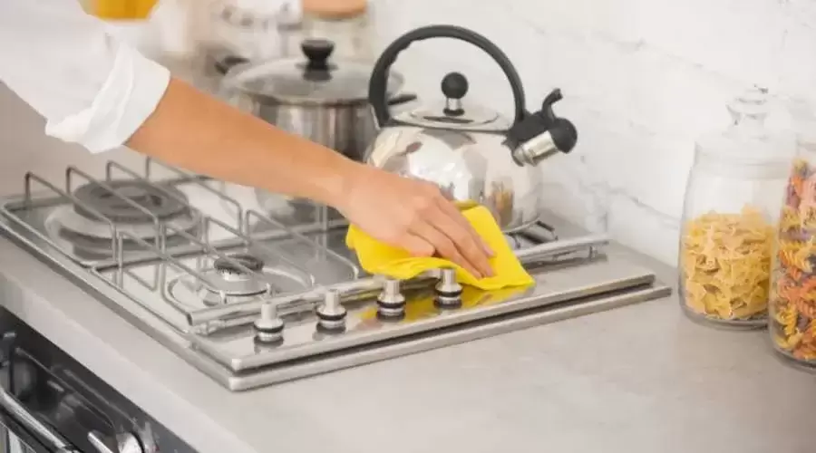 cleaning a kitchen top. insect exterminator